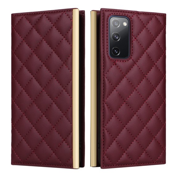 For Samsung Galaxy S20 FE Wallet Phone Case,PU Leather Folio Flip Kickstand,With Wrist Strap&Shoulder Strap,Card Slots,Shockproof Rugged Anti-fall Crossbody Phone Case Cover,Winered