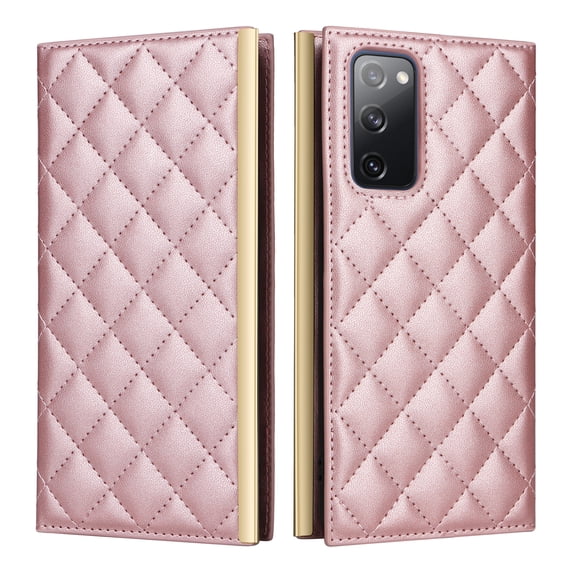 For Samsung Galaxy S20 FE Wallet Phone Case,PU Leather Folio Flip Kickstand,With Wrist Strap&Shoulder Strap,Card Slots,Shockproof Rugged Anti-fall Crossbody Phone Case Cover,Rosegold