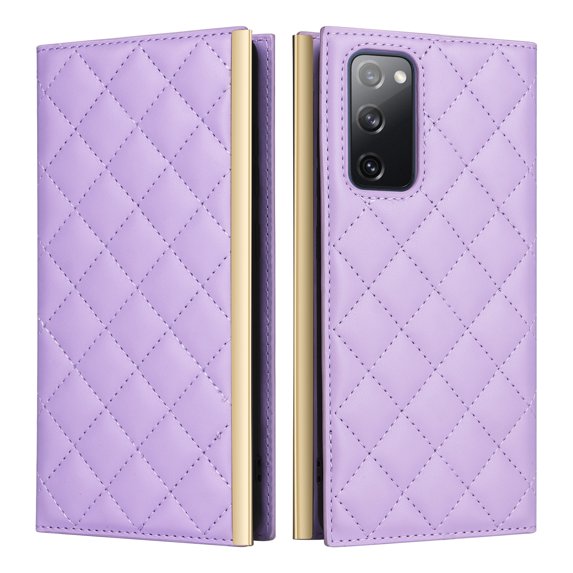 For Samsung Galaxy S20 FE Wallet Phone Case,PU Leather Folio Flip Kickstand,With Wrist Strap&Shoulder Strap,Card Slots,Shockproof Rugged Anti-fall Crossbody Phone Case Cover,Purple