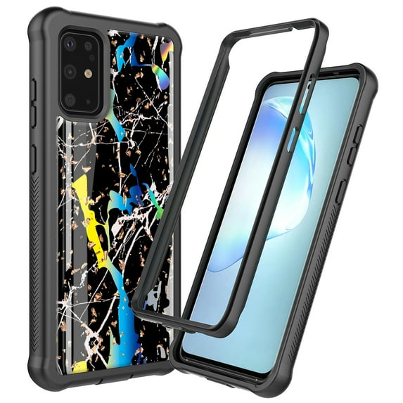 Samsung Galaxy S20 Plus Case, KAESAR Hybrid Bling Glitter Sparkle Black Marble Graphic Fashion Cute Colorful Silicone Skin Cover Armor Case for Samsung Galaxy S20 Plus