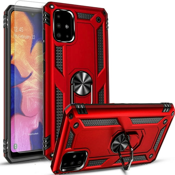 Samsung Galaxy S20 Plus Plus Case, [NOT FIT S20 / S20 ULTRA] Case, With [Tempered Glass Screen Protector Included], STARSHOP Drop Protection Ring Kickstand Cover- Red