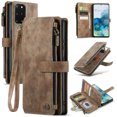 thumbnail image 1 of for Samsung Galaxy S20 Plus Case, Wallet Case with Card Holder Kickstand Magnetic Zipper Pocket Lanyard Strap Wristlet,Leather Flip Case Wallet for Samsung Galaxy S20 Plus,Brown, 1 of 10