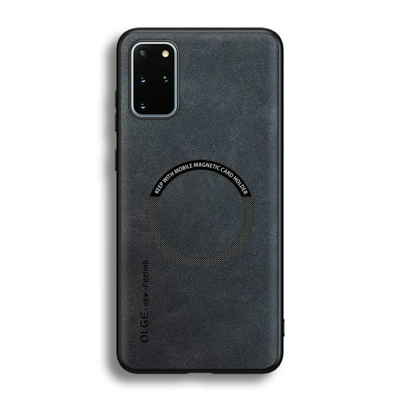 for Samsung Galaxy S20 Plus PU Leather Case, Vintage Compatible with MagSafe and Wireless Charging Slim Fit-Drop Scratch Resistant Support Magnetic Car Mount Case Cover for Galaxy S20 Plus, Black