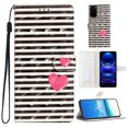 thumbnail image 1 of for Samsung Galaxy S20 Plus PU Leather Flip Case, Stylish Wrist Strap Kickstand Magnetic Card Slots Pattern Shockproof Protective Durable Portable Ultra Slim Case for Men Women - Striped Heart, 1 of 7