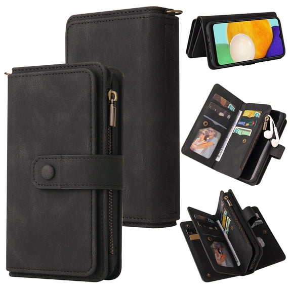 for Samsung Galaxy S20 Plus Wallet Case, Classic PU Leather Wrist Strap PU Leather Kickstand Card Slots Heavy Duty Protection Zipper Pocket Rugged Phone Case Cover for Samsung Galaxy S20 Plus, Black