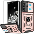 thumbnail image 1 of for Samsung Galaxy S20 Ultra Case with HD Screen Protector, Heavy Duty with 360° Rotation Metal Kickstand [Military Grade] Protective Case for Gaxy S20 Ultra 5G, Rose Gold, 1 of 13