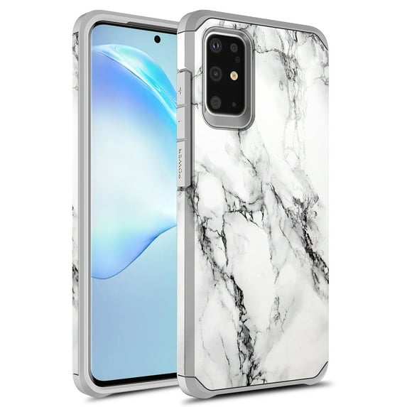 Samsung Galaxy S20 Ultra Case, KAESAR Slim Hybrid Dual Layer Shockproof Hard Cover Graphic Fashion Cute Colorful Silicone Skin Cover Armor Case for Samsung Galaxy S20 Ultra (White Marble)
