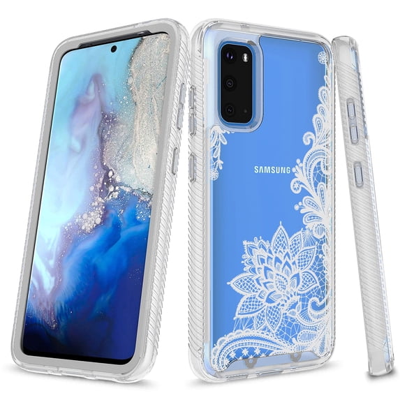Samsung Galaxy S20 Ultra Case, Onyxii Graphic Design Shockproof Impact Resistant Protective Full-Body Rugged Clear Hybrid Bumper Case for Samsung Galaxy S20 Ultra (Lace Flower)
