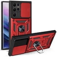 thumbnail image 1 of For Samsung Galaxy S20 Ultra Case with Sliding Camera Lens Cover and Ring Kickstand Heavy Duty Military Grade Rugged Protection Shockproof Back Phone Cover for Samsung Galaxy S20 Ultra, Red, 1 of 8