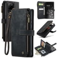 thumbnail image 1 of for Samsung Galaxy S20 Ultra Case Wallet for Women and Men, Samsung Galaxy S20 Ultra Case, PU Leather Magnetic Flip Strap Wristlet Zipper Card Holder Wallet Business Phone Cover for S20 Ultra, Black, 1 of 10