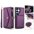 thumbnail image 1 of For Samsung Galaxy S20 Ultra Crossbody Wallet Phone Case,Magnetic Detachable Flip,With Shoulder Strap&Wrist Strap,Zipper Pocket,Card&Cash Slots,PU Leather Shockproof Rugged Phone Case,Purple, 1 of 9