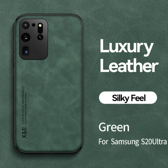for Samsung Galaxy S20 Ultra PU Leather Case, Magnetic Attraction Inside Silky Feel Shockproof Protective Cover for Samsung Galaxy S20 Ultra 6.9 Inch,Green