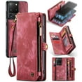 thumbnail image 1 of For Samsung Galaxy S20 Ultra Wallet Case,Multi-Functional Retro Leather Purse Flip Cover Zipper Wallet Case with Removable Card Slots Pocket & Detachable Wrist Strap Magnetic Phone Case, Red, 1 of 9