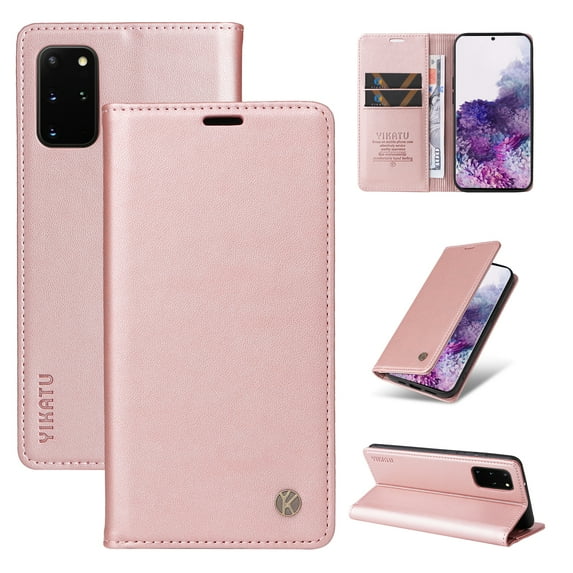 for Samsung Galaxy S20 Wallet Case with RFID Blocking Credit Card Holder,Classic Vegan PU Premium Leather Folio Magneitc Flip Kickstand Shockproof Cover for Samsung S20 Phone case,Rosegold