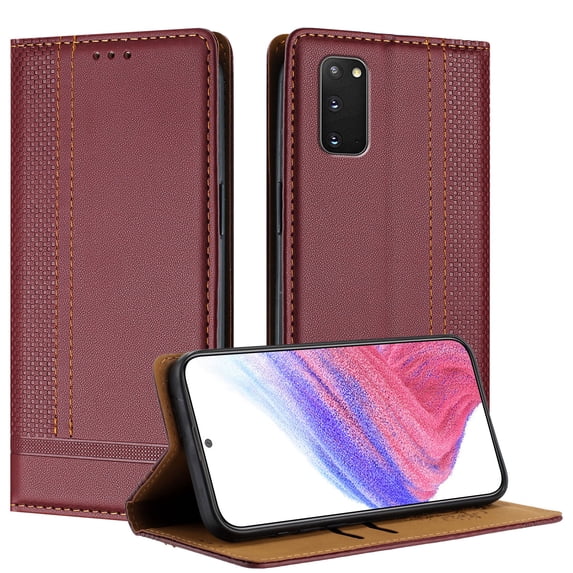 for Samsung Galaxy S20 Wallet Case with RFID Blocking Credit Card Slots, Luxury PU Leather Purse Cover with Flip Kickstand Shockproof Protective Phone Case for Galaxy S20 Case, Winered