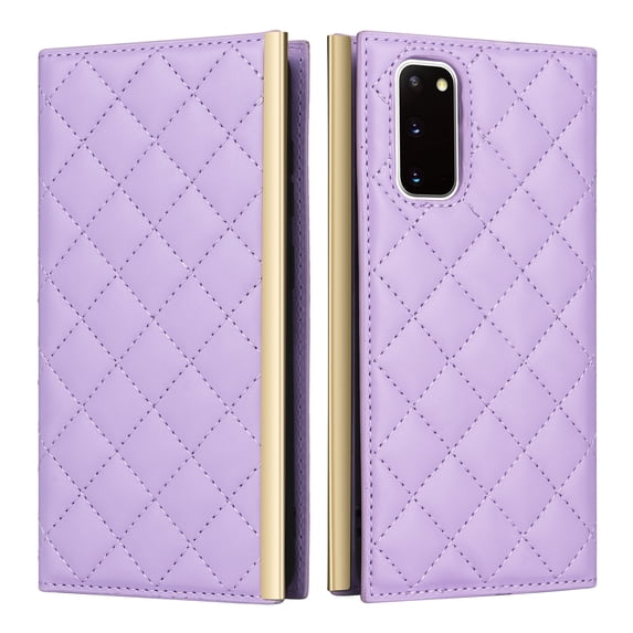 For Samsung Galaxy S20 Wallet Phone Case,PU Leather Folio Flip Kickstand,With Wrist Strap&Shoulder Strap,Card Slots,Shockproof Rugged Anti-fall Crossbody Phone Case Cover,Purple