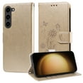 thumbnail image 1 of for Samsung Galaxy S20 Wallet Phone Case,Women Flip Folio Cover with Credit Card Holders Emboss Butterfly & Flower PU Leather Purse Kickstand Phone Case With Wrist Strap,Gold, 1 of 9