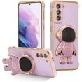 thumbnail image 1 of for Samsung Galaxy S21 5G Case Cute 6D Astronaut Case with Stand Function Luxury Plating Case Cover Slim Fit Soft TPU Shockproof Bumper Protective Electroplated Case for Girls Boys,Purple, 1 of 7