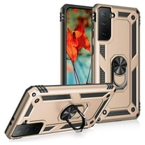 Samsung Galaxy S21  5G Case, Dteck Hybrid Rugged Shockproof Case with 360 Degree Rotation Ring Holder Finger Kickstand for Samsung Galaxy S21  / S21 Plus,Gold