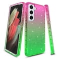 thumbnail image 1 of Samsung Galaxy S21 5G Case, Rosebono Hybrid Bling Glitter Sparkle Green Red Gradient Transparent Fashion Cute Colorful TPU Skin Cover Case for Samsung Galaxy S21 5G, 1 of 4