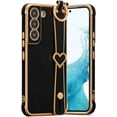 thumbnail image 1 of for Samsung Galaxy S21 5G Case with Wristband Kickstand Plating Case Cover Slim Glossy Bling Phone Case Soft TPU Shockproof Bumper Case Luxury Electroplated Case,Black, 1 of 7