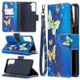 thumbnail image 1 of Samsung Galaxy S21 5G Case with Zipper Wallet, Dteck Painted PU Leather Folio Case 9 Card Slots Wallet Case with Zipper Pocket / Hand Strap for Samsung Galaxy S21 6.2 inch, 02# Blue Butterfly, 1 of 5