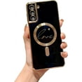 thumbnail image 1 of Samsung Galaxy S21 5g Phone Case Compatible with Magsafe Luxury Plating Cute Love Heart Case for Women Gril Soft Silicone Magnetic Shockproof Bumper for Galaxy S21 inch (Black), 1 of 8