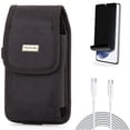 thumbnail image 1 of For Samsung Galaxy S21 (6.2") - Holster Swivel Case Belt Clip + [Fingerprint Works] TPU Film Privacy Screen Protector + Power PD Fast Charger Cord 6ft Long Type-C Cable, 1 of 1