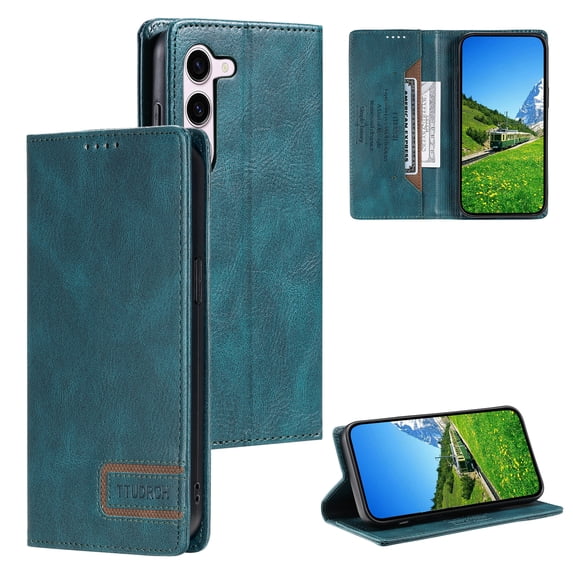for Samsung Galaxy S21 Case Classic Design, Premium PU Retro Leather Wallet Case RFID Blocking Card Holder, Built-in Magnetic Flip Folio Kickstand Soft Inner Case for Samsung Galaxy S21,Green