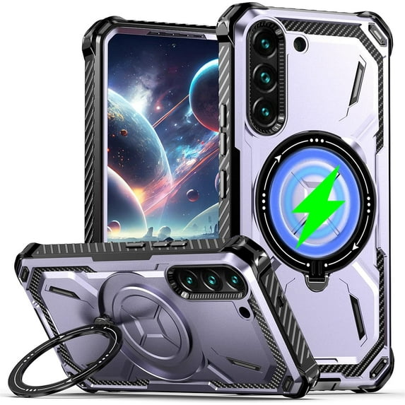 Samsung Galaxy S21 Case Compatible for Magsafe, Ultimate Protection Armor with Ring Holder Fit for Magsafe Wireless Charger Phone Case for Samsung Galaxy S21 HJJ Purple