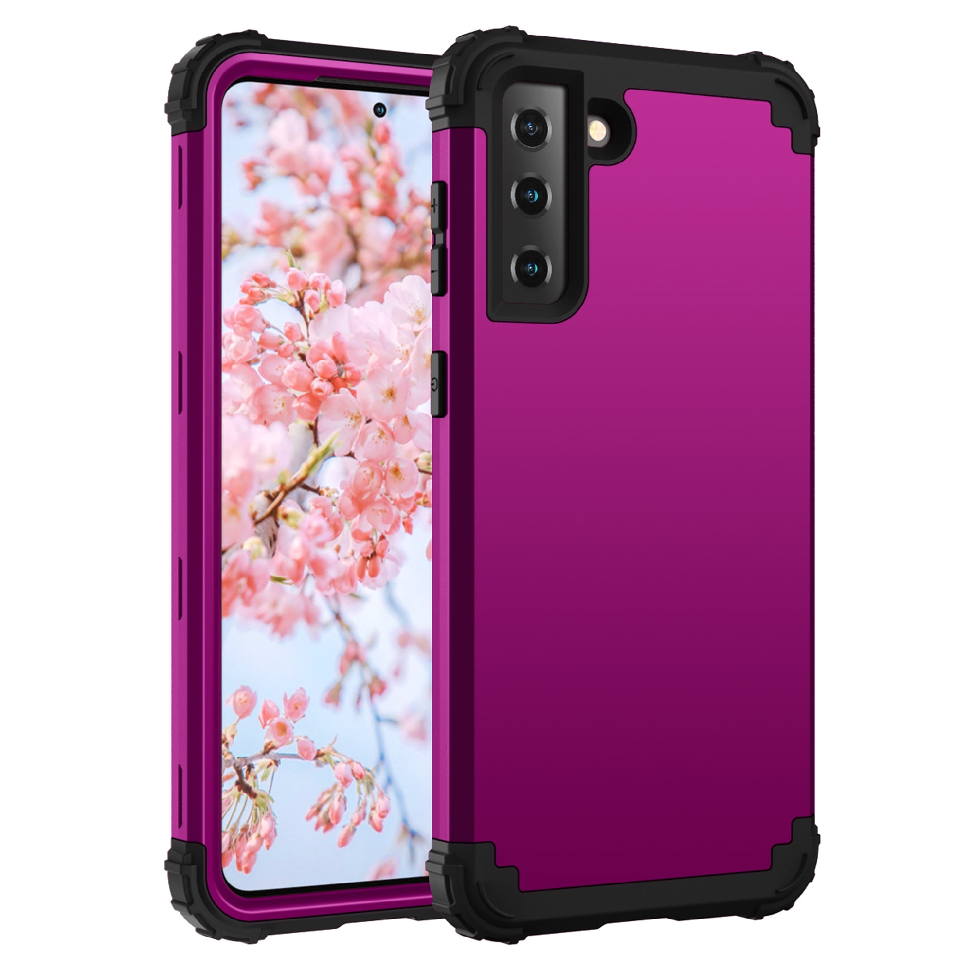 Samsung Galaxy S21 Case, Dteck Heavy Hybrid Rugged Shockproof Case, Support Wireless Charging, 3 in 1 Full Protective Cover for Samsung Galaxy S21 5G, Purple