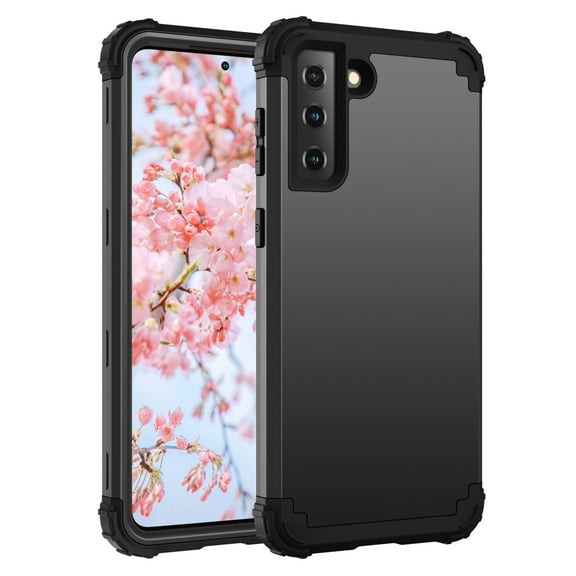 Samsung Galaxy S21 Case, Dteck Heavy Hybrid Rugged Shockproof Case, Support Wireless Charging, 3 in 1 Full Protective Cover for Samsung Galaxy S21 /S21 Plus 5G, Black