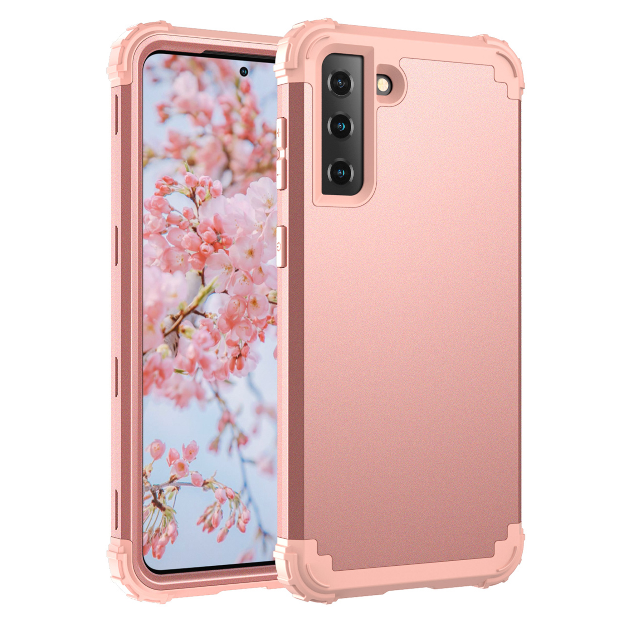 Samsung Galaxy S21+ Case, Dteck Heavy Hybrid Rugged Shockproof Case, Support Wireless Charging, 3 in 1 Full Protective Cover for Samsung Galaxy S21+/S21 Plus 5G, Rosegold - image 1 of 7