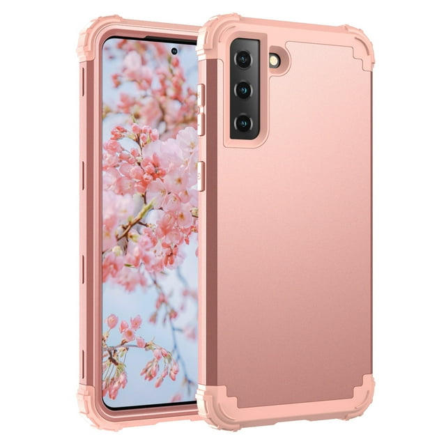 Samsung Galaxy S21+ Case, Dteck Heavy Hybrid Rugged Shockproof Case, Support Wireless Charging, 3 in 1 Full Protective Cover for Samsung Galaxy S21+/S21 Plus 5G, Rosegold