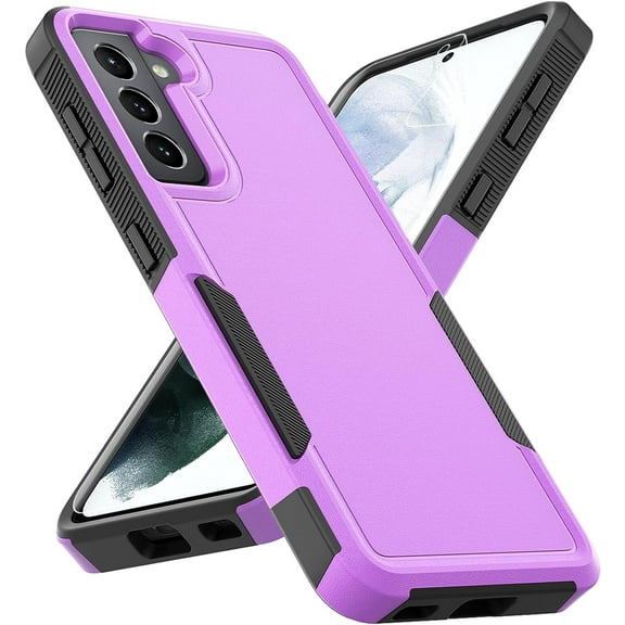 for Samsung Galaxy S21 Case: Dual Layer Protective Heavy Duty Cell Phone Cover Shockproof Rugged with Screen Protector - Military Protection Bumper Tough - Samsung Galaxy S21 5G 2021, 6.2 inch, Purple