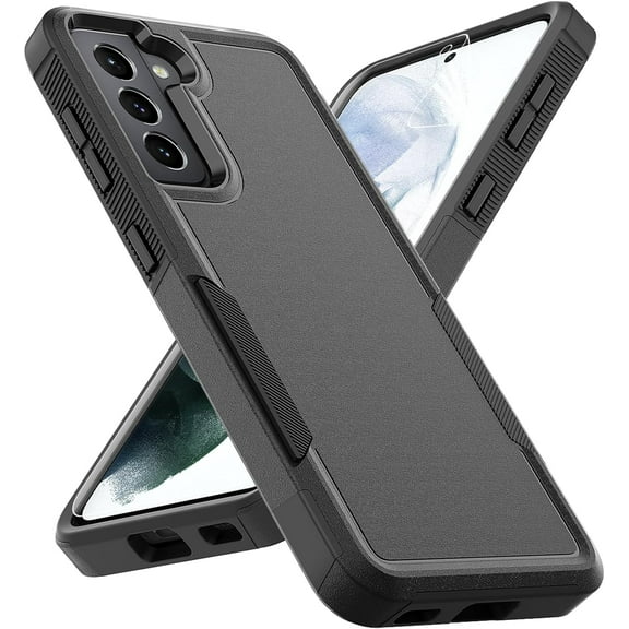 for Samsung Galaxy S21 Case: Dual Layer Protective Heavy Duty Cell Phone Cover Shockproof Rugged with Screen Protector -  Protection Bumper Tough - Samsung Galaxy S21 5G 2021, 6.2 inch, Black