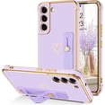 thumbnail image 1 of Samsung Galaxy S21 Case, Galaxy S21 Phone Case Love Heart Cute Case with Wristband Kickstand Holder Soft TPU Plating Bumper Protective Slim Shockproof Phone Case Cover for Girls Women, Purple, 1 of 16