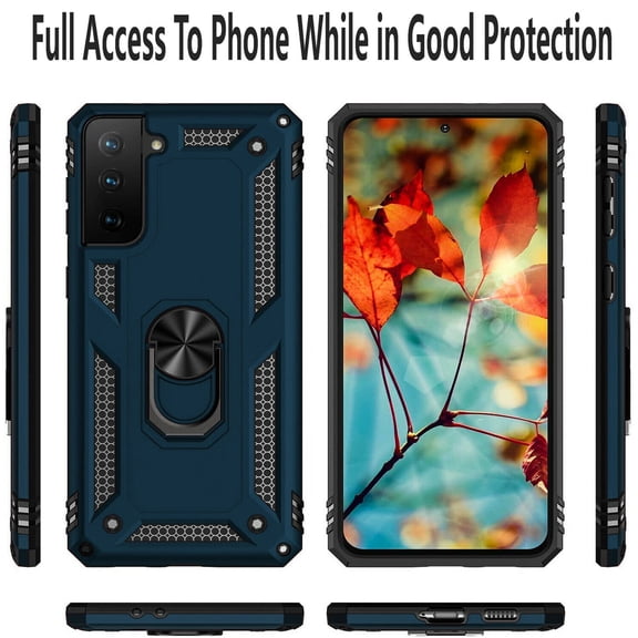 Samsung Galaxy S21 Case, STARSHOP Drop Protection Ring Kickstand Cover- Ink Blue