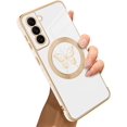 thumbnail image 1 of for Samsung Galaxy S21 Case [Support for Magsafe] Butterfly Pattern Magnetic Plating Screen Protector Luxury Elegant Case Camera Protector Soft Shockproof Protective Corner Cover -White, 1 of 12