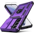 thumbnail image 1 of for Samsung Galaxy S21 Case,with Camera Lens Cover HD Screen Protector,[Military Grade] Ring Car Mount Kickstand Hybrid Hard PC Soft TPU Shockproof Protective Case for Galaxy S21, Purple, 1 of 11