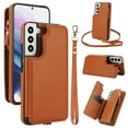 thumbnail image 1 of for Samsung Galaxy S21 Crossbody Wallet Phone Case with Card Holder&Zipper, Back Flip Folio PU Leather Kickstand Card Slots Double Magnetic Clasp Shockproof Case for Women Girls,Brown, 1 of 8