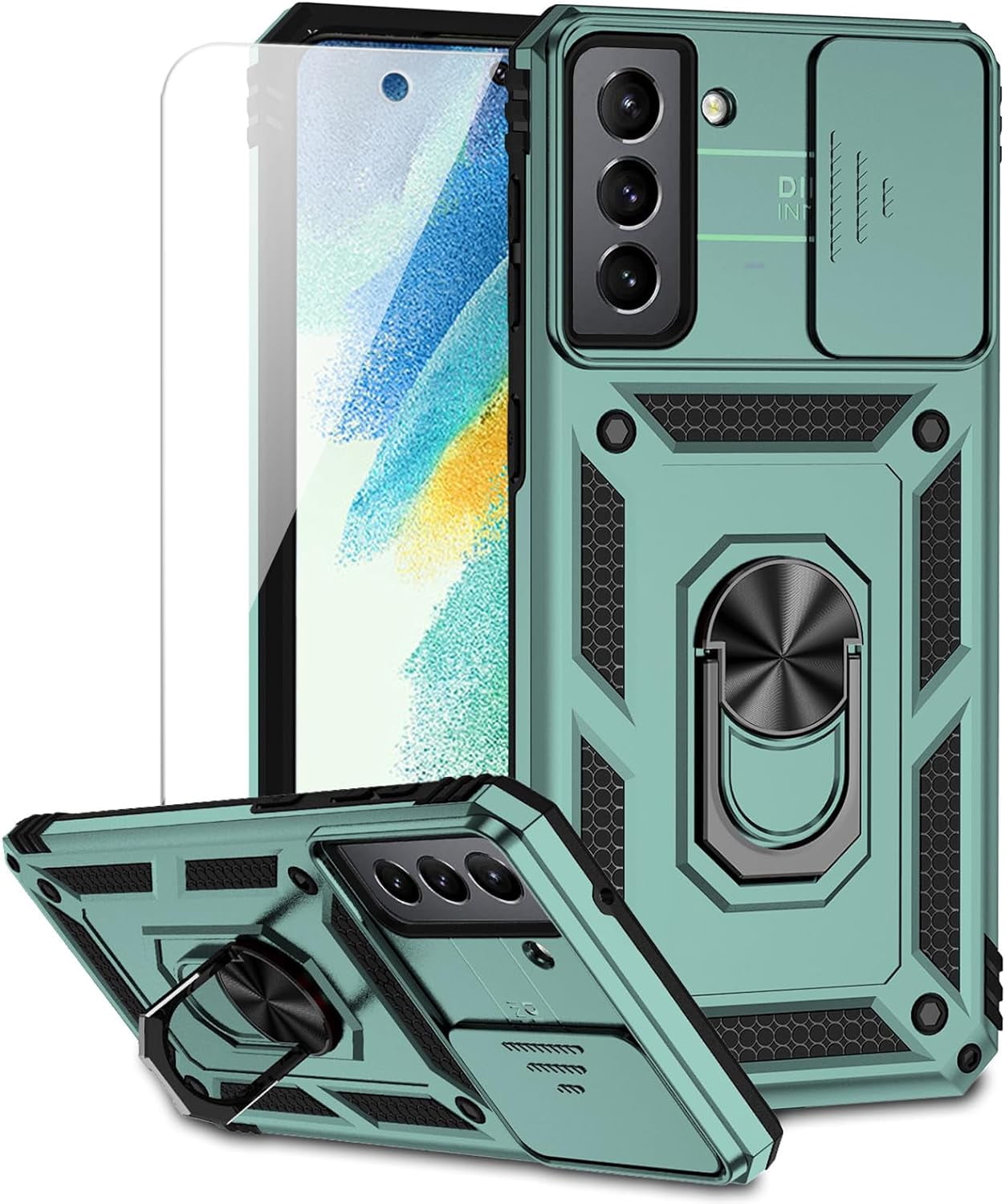 for Samsung Galaxy S21 FE 5G Case with Camera Lens Cover HD Screen