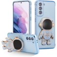 thumbnail image 1 of for Samsung Galaxy S21 FE 5G Case Cute 6D Astronaut Case with Stand Function Luxury Plating Case Cover Slim Fit Soft TPU Shockproof Bumper Protective Electroplated Case for Girls Boys,Blue, 1 of 13