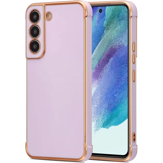 for Samsung Galaxy S21 FE 5G Case Luxury Plating Edge Case Cover Slim Lightweight Glossy Bling Phone Case Soft TPU Shockproof Bumper Case Electroplated Case,Purple