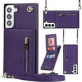 thumbnail image 1 of Samsung Galaxy S21 FE 5G Cases with Card Holder for Women,Crossbody Phone Case for Samsung S21 FE with Strap,Leather PU Lanyard Magnetic Clasp Zipper Wallet Case with Kickstand,6.4" Purple, 1 of 14