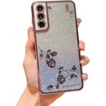 thumbnail image 1 of for Samsung Galaxy S21 FE 5G Glitter Clear Case for Women Girls Cute Flower Bling Sparkle S21 FE Case Luxury Plating Full Lens Camera Protection Phone Cover for S21 FE 5G 6.4" (Purple), 1 of 9