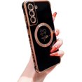 thumbnail image 1 of for Samsung Galaxy S21 FE 5G Magnetic Case Compatible with MagSafe Cute Rose Flower Case Luxury Plating Camera Lens Cover Shockproof Soft Bumper S21 FE Case 6.4" for Women Men (Black), 1 of 6