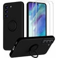 thumbnail image 1 of for Samsung Galaxy S21 FE 5G Phone Case, Ring Stand [360° Rotatable Ring Holder] with 2 Screen Protector, with Full Camera Cover Protection, Silicone Slim Protective Phone Case (Black), 1 of 12