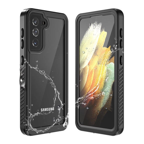 for  Samsung Galaxy S21 FE 5G Waterproof Case, Built-in Screen Protector Support Wireless Charging 360 Full Body Protection 12 FT Military Grade Anti-Drop Shockproof Rugged Case, Black
