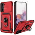 thumbnail image 1 of for Samsung Galaxy S21 FE 5G case,Slide Camera Cover HD Screen Protector  Grade Non-Slip Shockproof Kickstand Protective for Galaxy S21 FE 5G Case (Carmine), 1 of 13